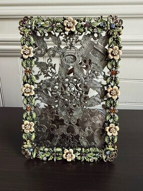 Tizo Design Picture Frame enamel flowers and crystals 5x6